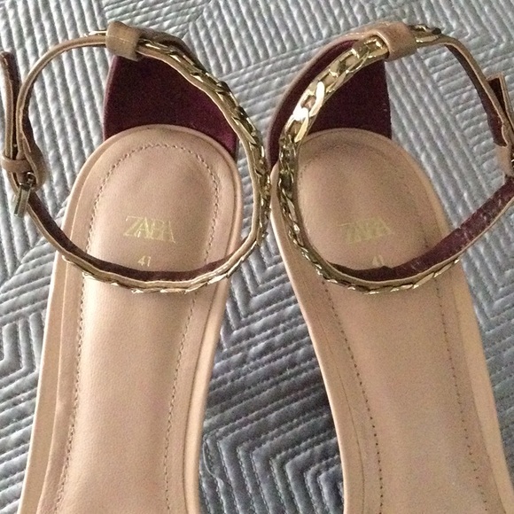 Zara size 10 (EU 41) tan leather sandals with high heels for women - Picture 5 of 9